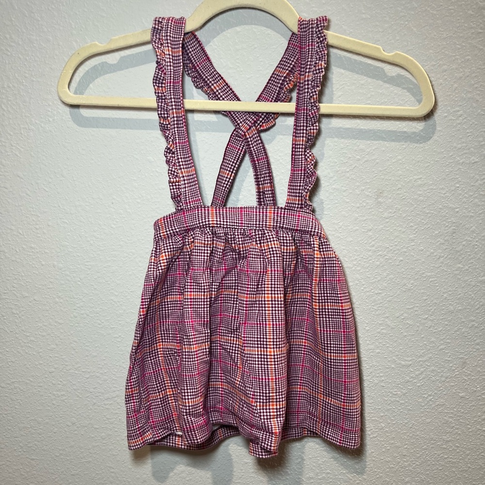 Toddler Girl Plaid Skirt With Suspenders Straps Size 4 - Picture 2 of 9